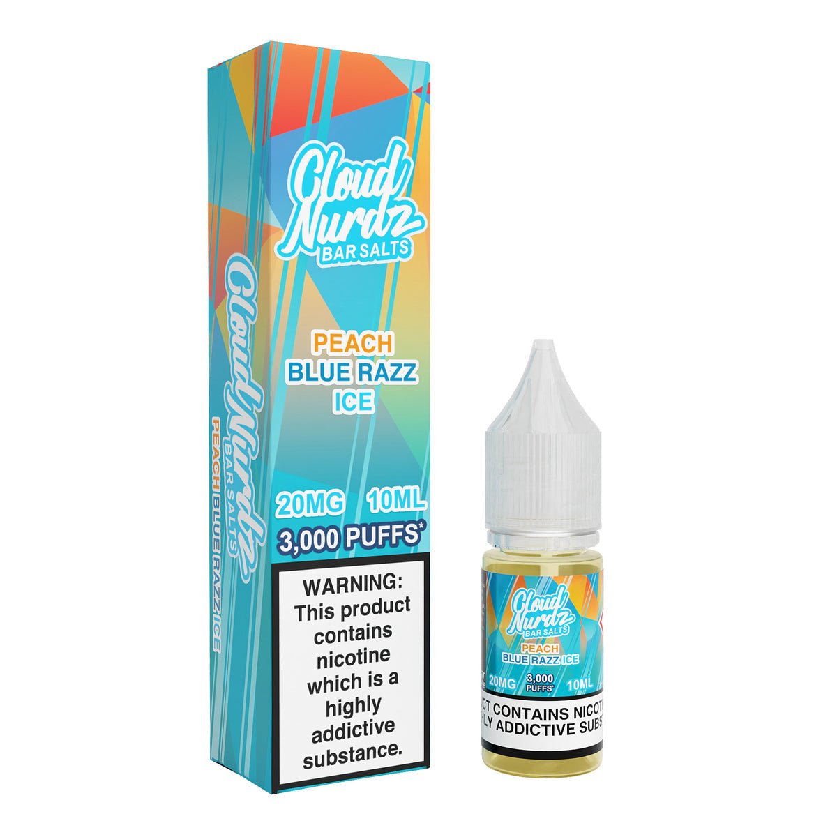 Cloud Nurdz Peach Blue Razz Ice 10ml Nic Salt