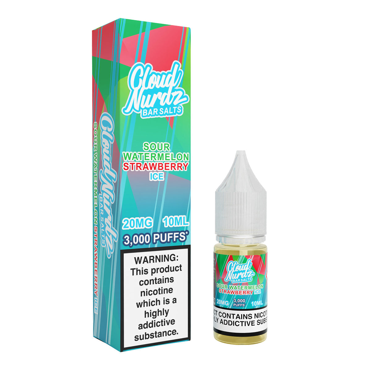 Cloud Nurdz Sour Watermelon Strawberry Ice 10ml Nic Salt