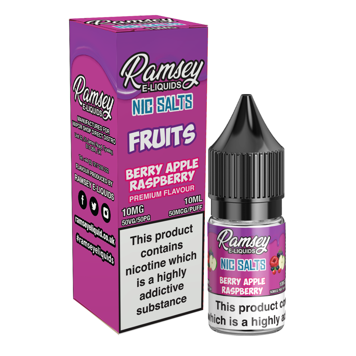 Ramsey E-Liquids Fruits Berry Apple Raspberry Nic Salt 10ml