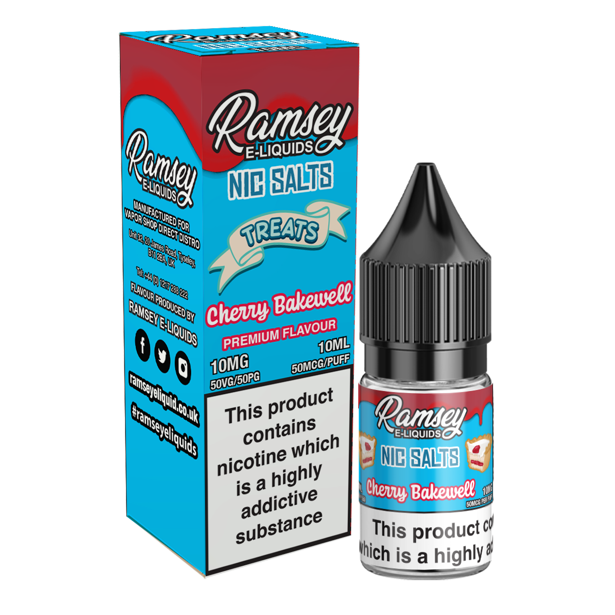 Ramsey E-Liquids Treats Cherry Bakewell Nic Salt 10ml