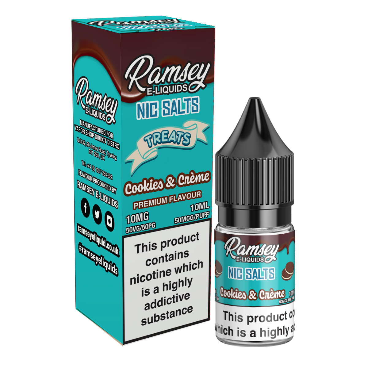 Ramsey E-Liquids Treats Cookies & Creme 10ml Nic Salt