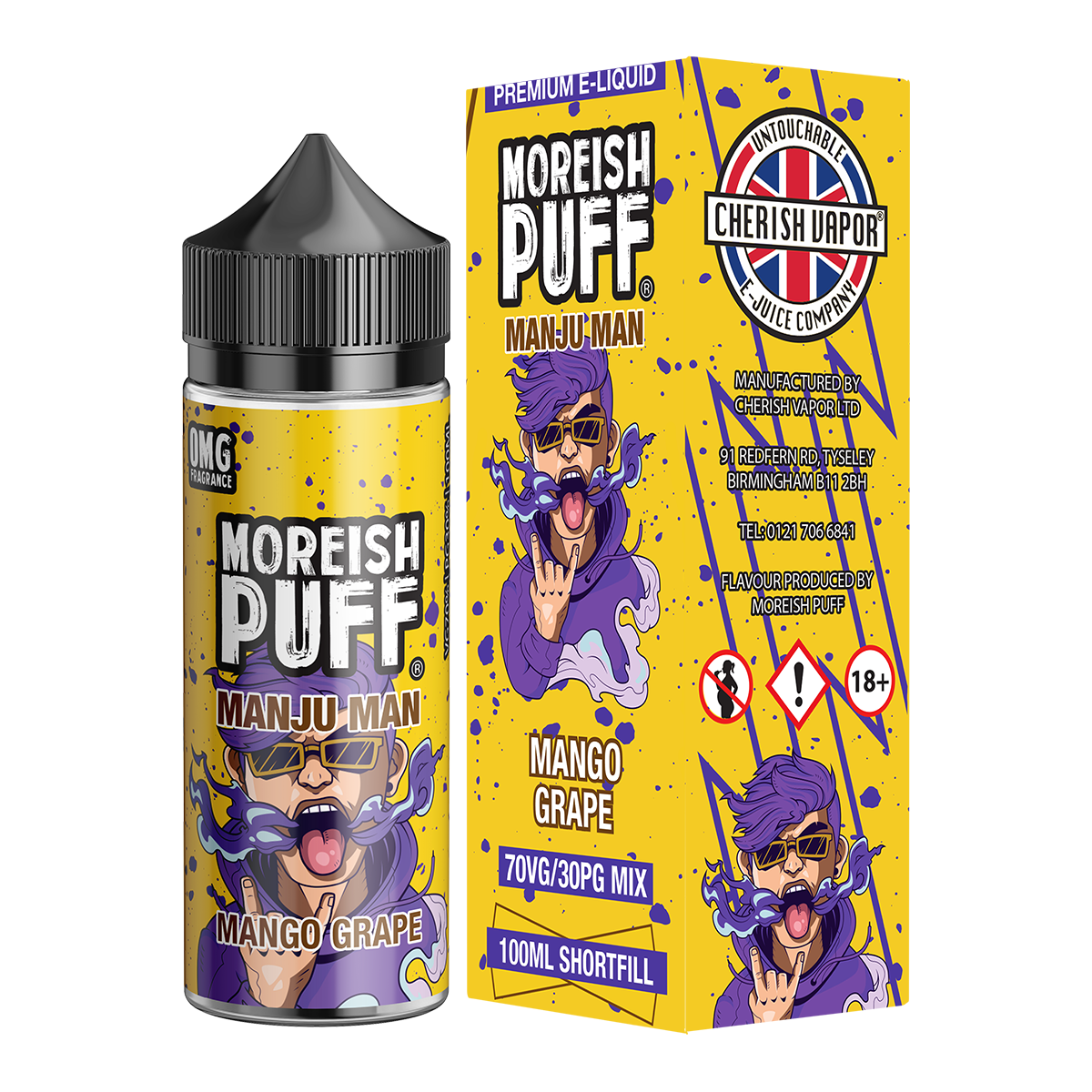 Moreish Puff Manju Man Mango Grape 100ml Short Fill