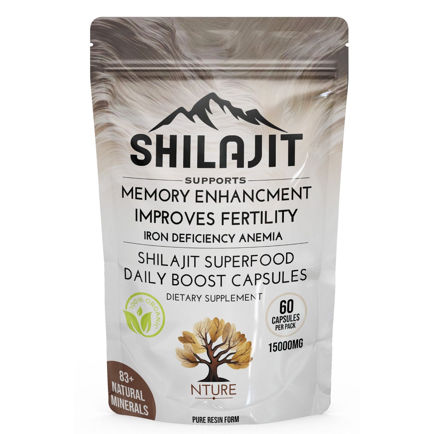 NTURE 15000mg Shilajit Capsules - 60 Caps