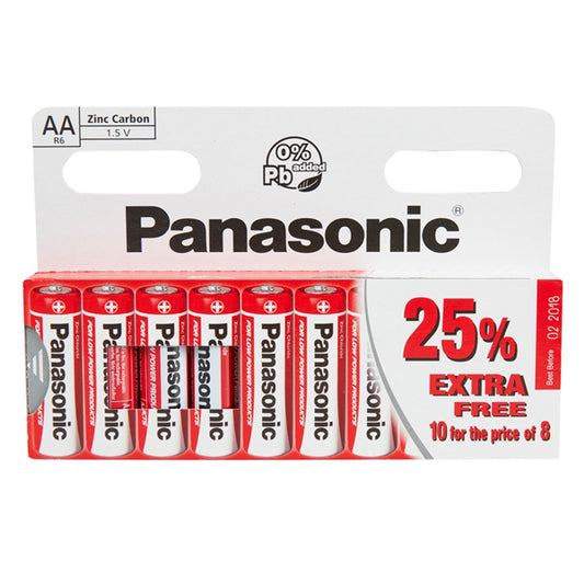 Panasonic AA LR6 Zinc Carbon Batteries 10 Pack