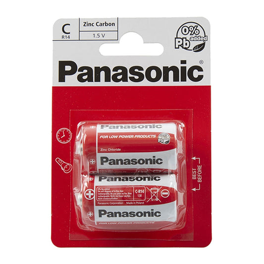 Panasonic C R14 Zinc Carbon Batteries 2 Pack