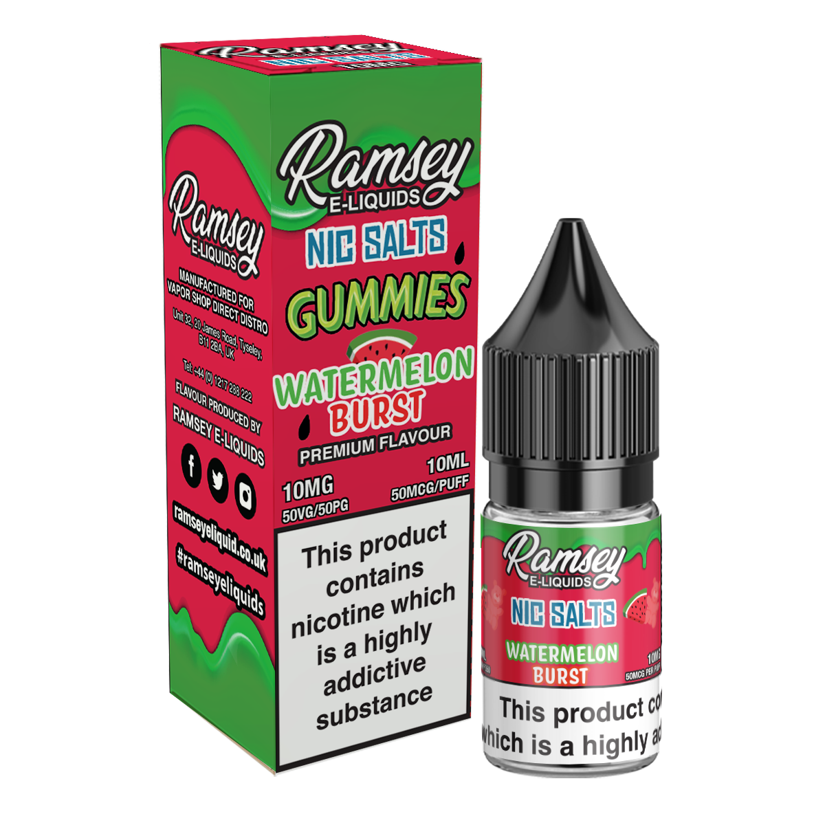 Ramsey E-Liquids Gummies Watermelon Burst 10ml Nic Salt