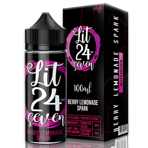 Lit 24 Seven Berry Lemonade Spark 0mg 100ml Shortfill (EXP)