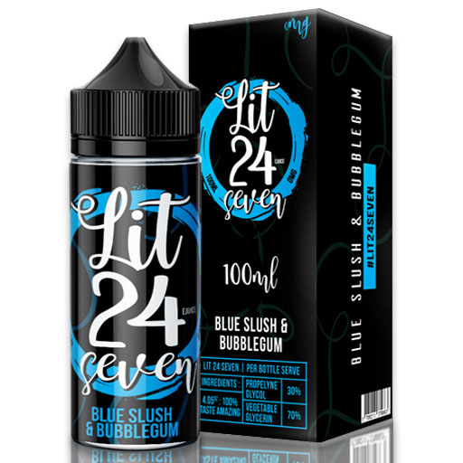 Lit 24 Seven Blue Slush & Bubblegum 0mg 100ml Shortfill (EXP)