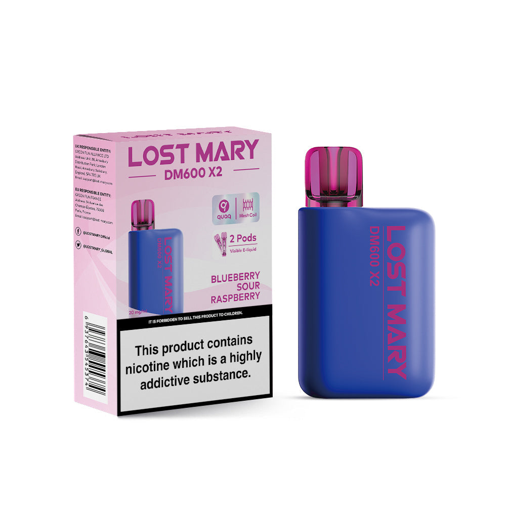 Lost Mary DM600 X2 Blueberry Sour Raspberry Disposable Vape