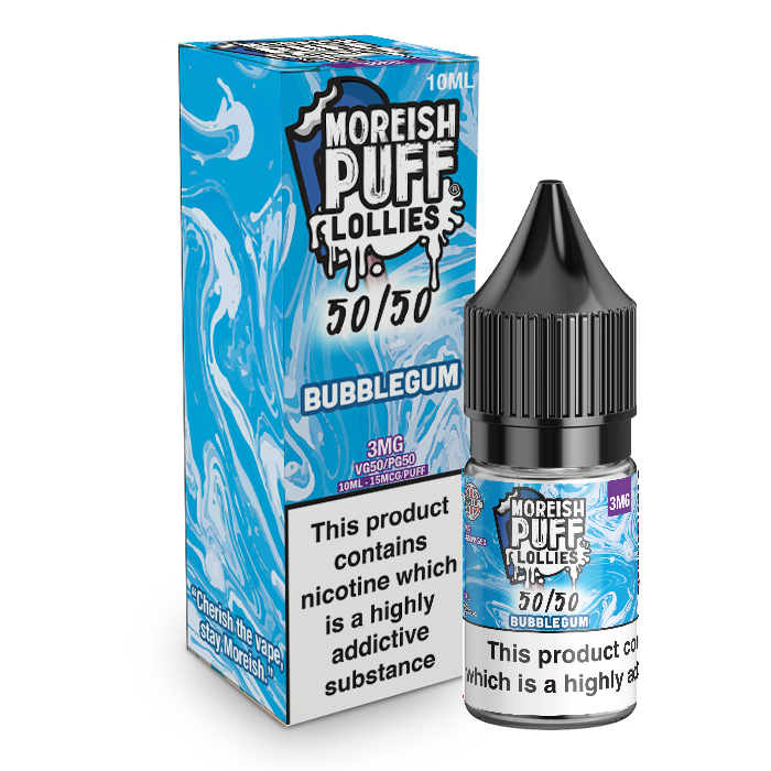 Moreish Puff Lollies 50/50: Bubblegum 10ml E-Liquid-3mg