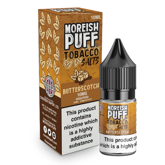 Moreish Puff Salts Butterscotch Tobacco 10ml Nic Salt-10mg