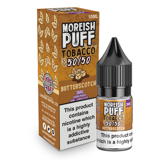 Moreish Puff Tobacco 50/50: Butterscotch Tobacco 10ml E-Liquid-3mg