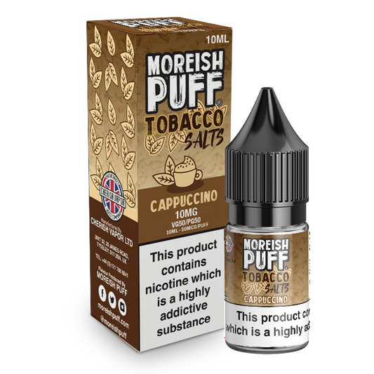 Moreish Puff Salts Cappuccino Tobacco 10ml Nic Salt-10mg