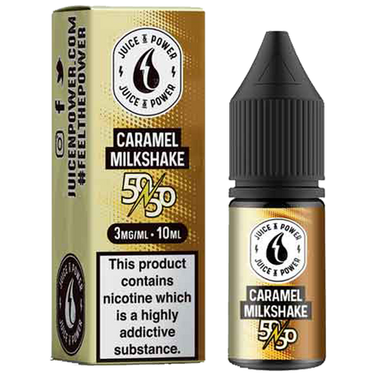 Juice N' Power 50:50 Caramel Milkshake 10ml E-Liquid-3mg