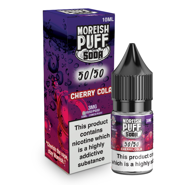 Moreish Puff Soda 50/50: Cherry Cola Soda 10ml E-Liquid-3mg