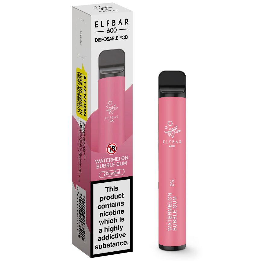 Elf Bar 600 Watermelon Bubble Gum Disposable Vape