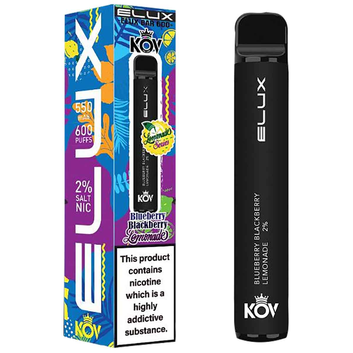 Elux Bar 600 Lemonade Range Disposable Vape Device - Blueberry Blackberry Lemonade