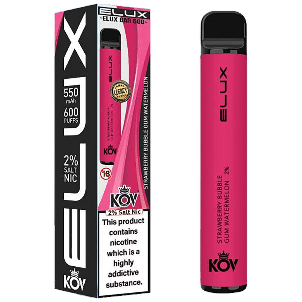 Elux Bar 600 Legacy Series Disposable Vape Device - Strawberry Bubble Gum Watermelon