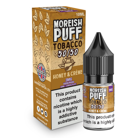 Moreish Puff Tobacco 50/50: Honey and Cream Tobacco 10ml E-Liquid-3mg