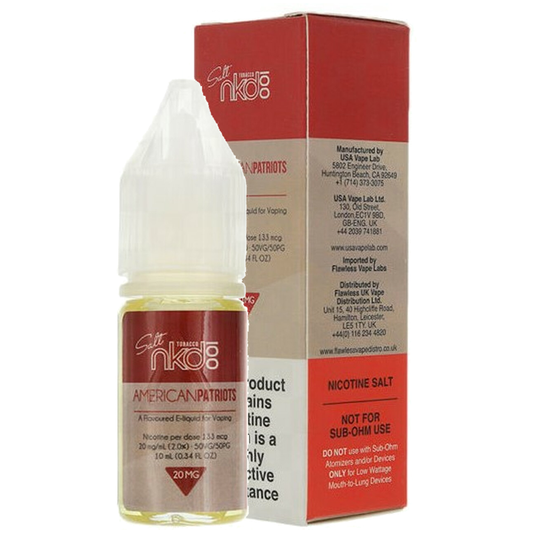 Naked 100 American Patriot 10ml Nic Salt-10mg