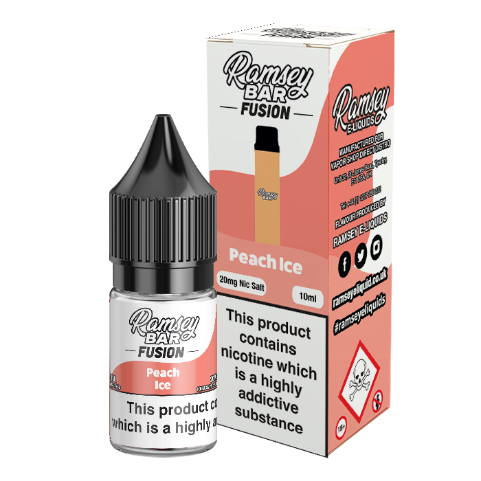 Ramsey Bar Fusion Peach Ice 10ml Nic Salt-10mg