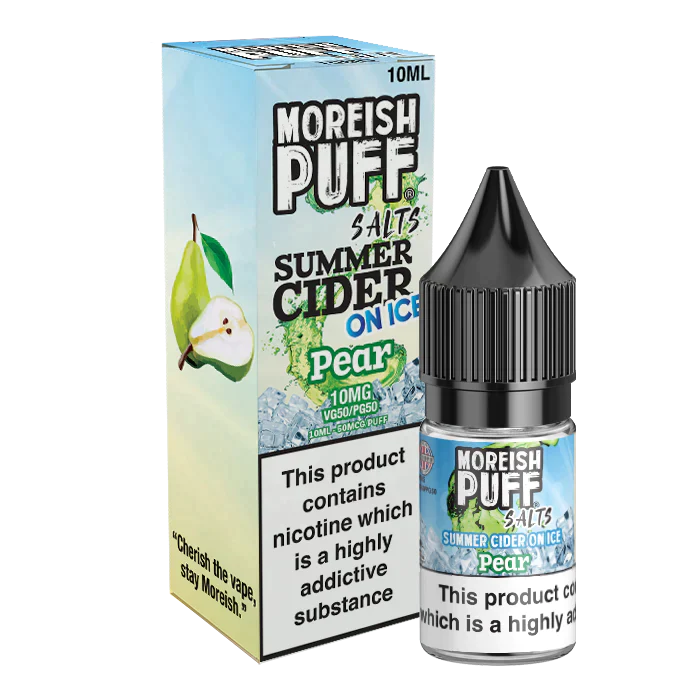 Moreish Puff Pear Summer Cider on Ice 10ml Nic Salt