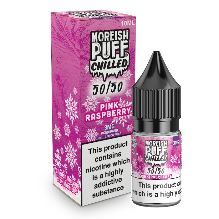 Moreish Puff Chilled 50/50: Pink Raspberry Chilled 10ml E-Liquid-3mg