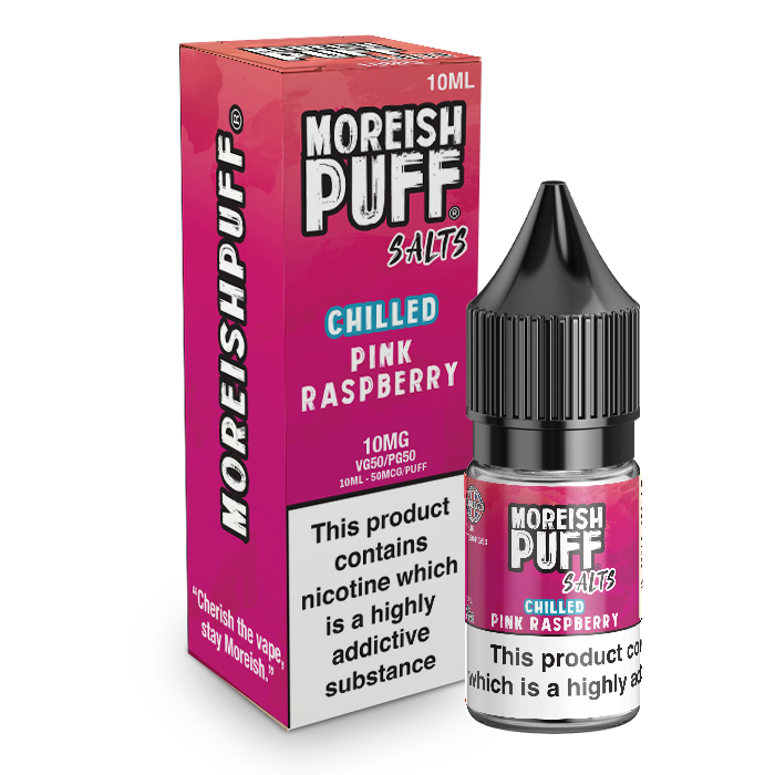 Moreish Puff Salts Pink Raspberry Chilled 10ml Nic Salt-10mg