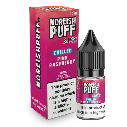 Moreish Puff Salts Pink Raspberry Chilled 10ml Nic Salt-10mg