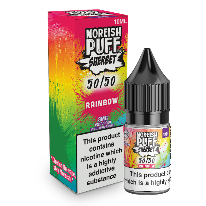 Moreish Puff Sherbet 50/50: Rainbow Sherbet 10ml E-Liquid-3mg