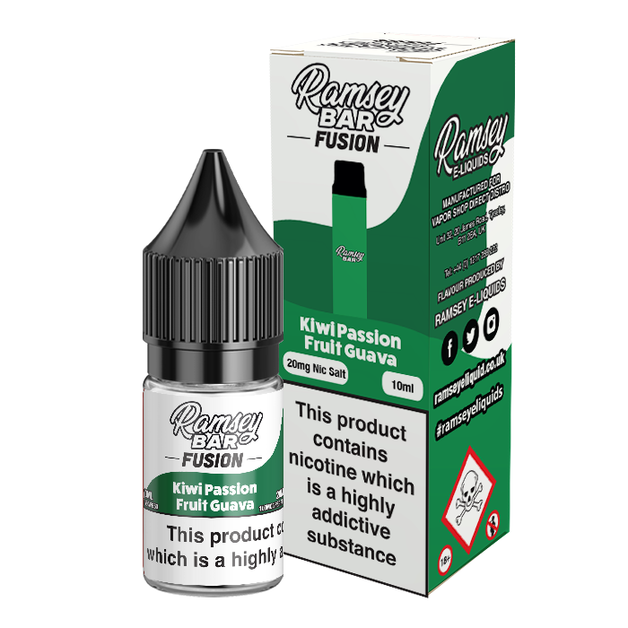 Ramsey E-Liquids Fusion: Kiwi Passion Fruit Guava 10ml Nic Salt-20mg