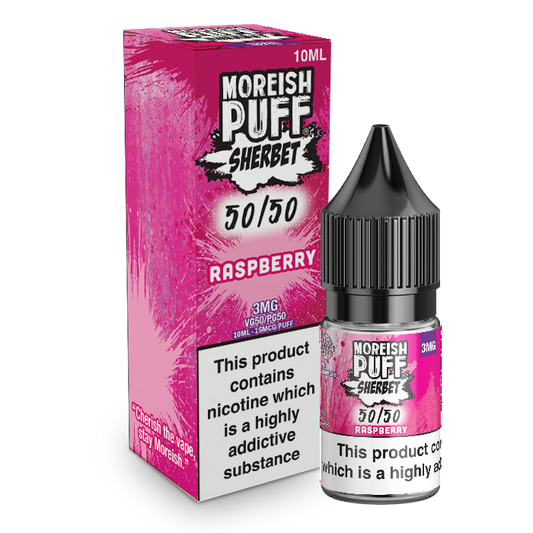 Moreish Puff Sherbet 50/50: Raspberry Sherbet 10ml E-Liquid-3mg