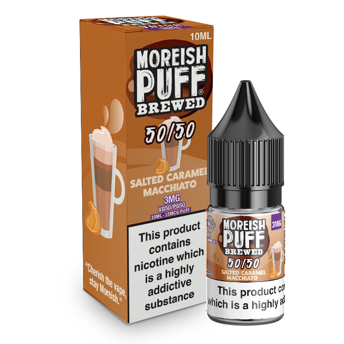 Moreish Puff Brewed 50/50: Salted Caramel Macchiato 10ml E-Liquid-3mg