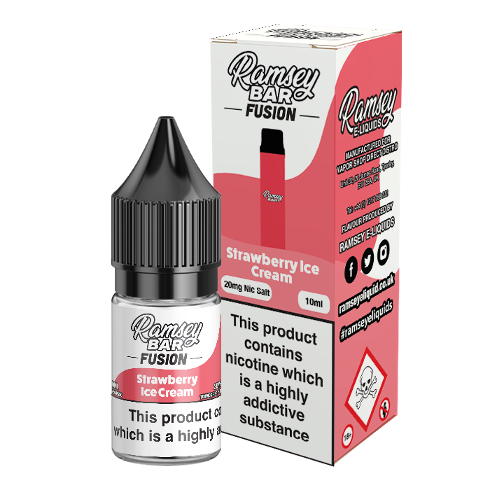 Ramsey Bar Fusion Strawberry Ice Cream 10ml Nic Salt-10mg