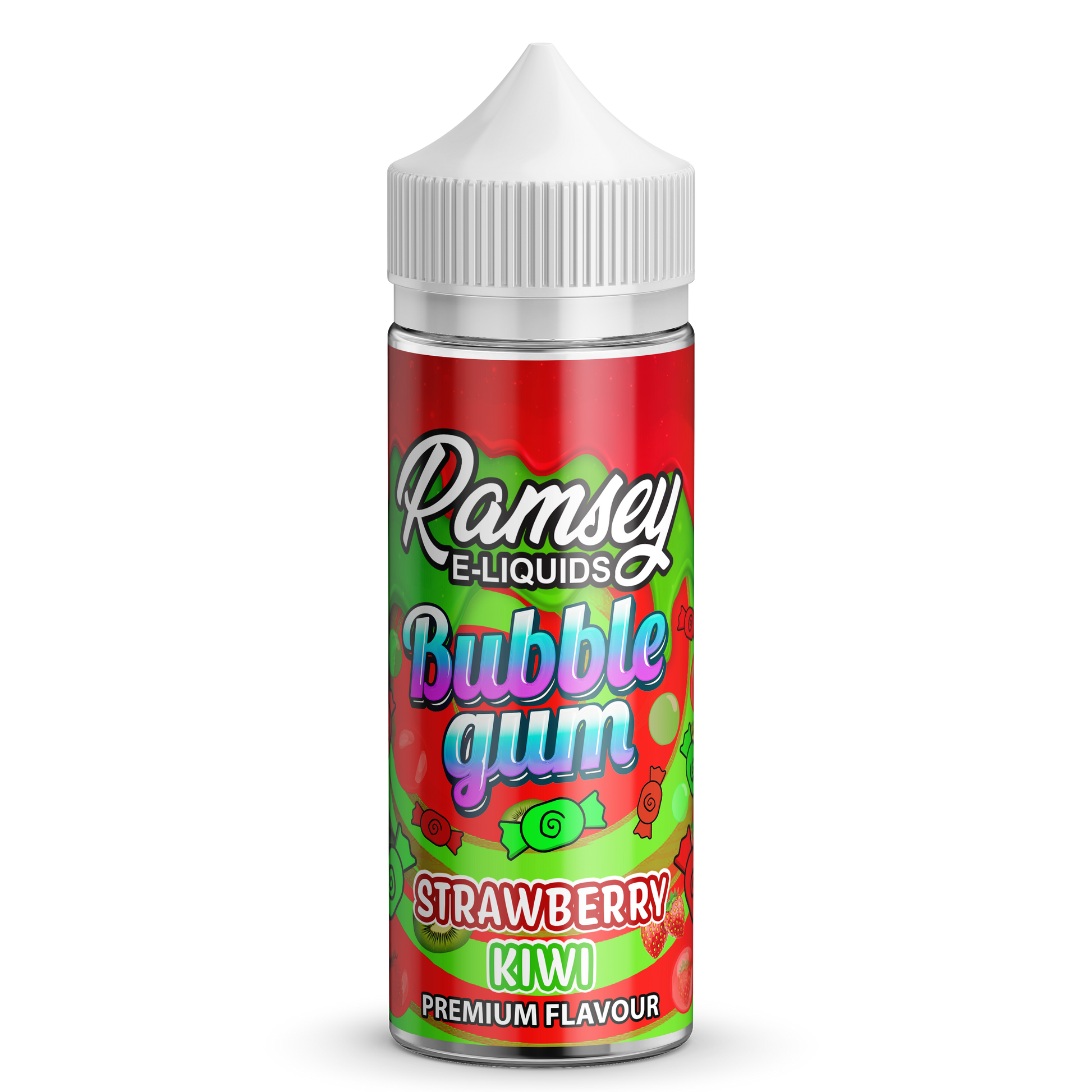 Ramsey E-Liquids Bubblegum Strawberry Kiwi 0mg 100ml Shortfill E-Liquid