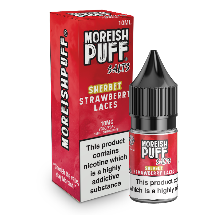 Moreish Puff Salts Strawberry Laces Sherbet 10ml Nic Salt-10mg