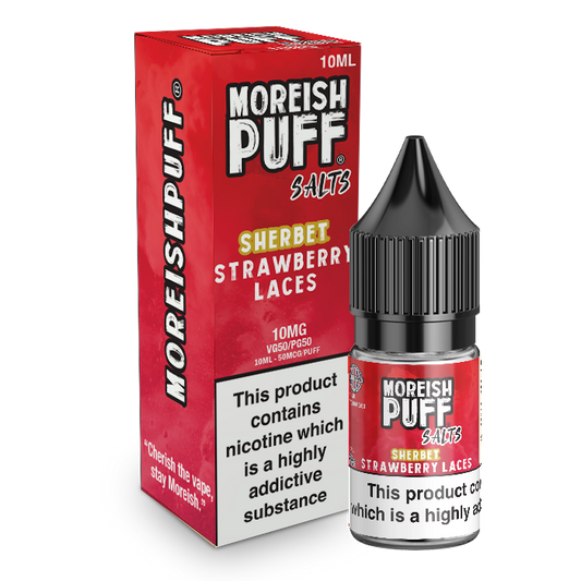 Moreish Puff Salts Strawberry Laces Sherbet 10ml Nic Salt-10mg