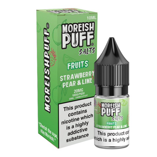 Moreish Puff Fruits Strawberry, Pear & Lime 10ml Nic Salt-10mg