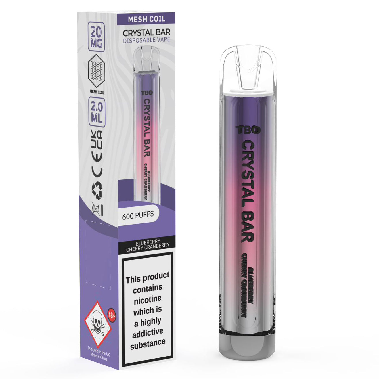 TBO Crystal Bar Blueberry Cherry Cranberry Disposable Vape