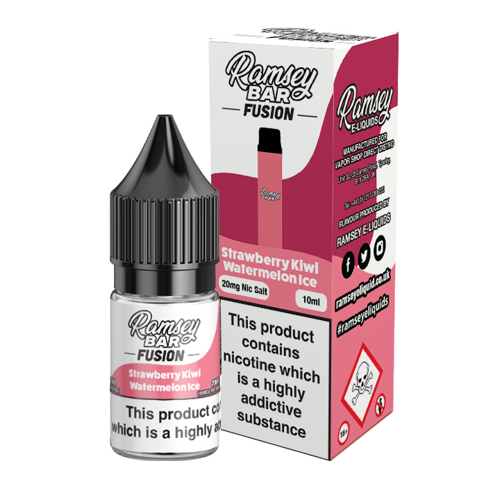 Ramsey E-Liquids Fusion Strawberry Kiwi Watermelon Ice 10ml Nic Salt-10mg